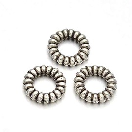 Metal Beads 6 mm Spacer Beads 3 mm Hole Tibet Silver Colour Ring Rondelle Intermediate Parts Jewellery Pieces Pack of 40