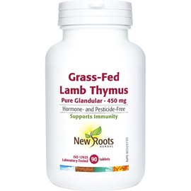 New Roots Herbal Grass-Fed Lamb Thymus Pure Glandular 450mg, 90 Tablets, Thymus Glandular Supplement - Natural Source, Essential Nutrients for Overall Wellness, Supports Thymus Gland Function