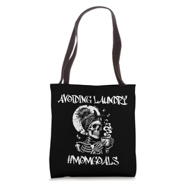 Funny Mom Life Avoiding Laundry Skull Coffee Tote Bag