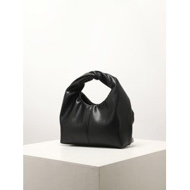 Verdusa Women's Ruched Hobo Mini Handbag Clutch Purse Dumpling Pouch Bag Black one-size