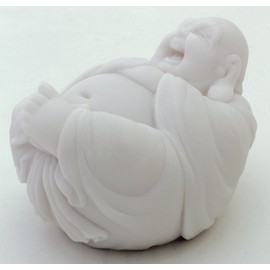 Top Collection 3.75 Inch Small Joyful Happy Buddha Decorative Figurine White Marble Finish