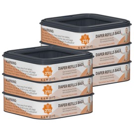 Standard Square Refills Disposal Bags Refill Compatible with Diaper Genie Compact, Classic and Select Pails, Hold Up to 270 Newborn-Sized Diapers Per Refill, 6 Pack