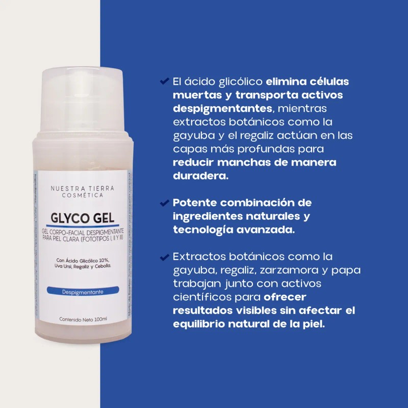 Gel Despigmentante Para Piel Clara Con Ácido Glicólico 10% Piel