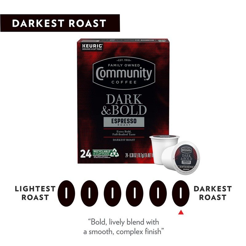 Community Coffee Dark & Bold Espresso Roast Coffee Pods, 72