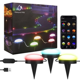 Aloihoy Outdoor Ground Lights, 33ft Outdoor Lights for Patio, 15 Pack Pathway Lights with App Contro, LED Patio Lights with IP65 Waterproof for Garden Decor, Mulitiple Scene Modes