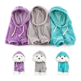 WEIGEDU Plush Dog Hoodies, Set of 3 (Purple, Blue, Gray) - Stuffed Animal Puppy Clothing for WEIGEDU 12.6 inches Sitting Dogs
