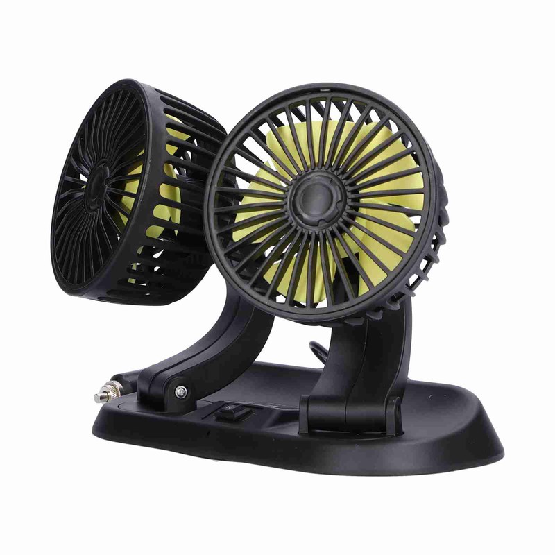 Electric Car Fan 360° Rotatable DoubleHead 5 Blades 2 Speeds