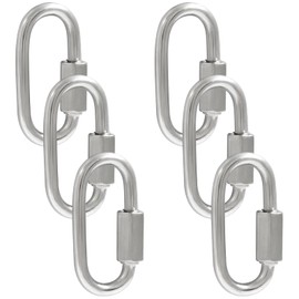 Qjaiune 6Pcs Quick Links 5/32 Inch 304 Stainless Steel D Shape Locking Quick Connector, M4 Quick Link Chain Heavy Duty Durable Chain Connector - 500lbs Capacity
