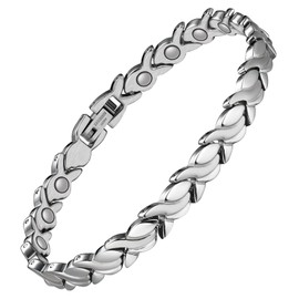Jeracol Magnetic Bracelets for Women Ladies,Titanium Steel Magnetic Women Bracelets,Adjustable Jewellery Wristband Bracelet with Gift Box & Removal Tool(Fish Tail Design-Silver)