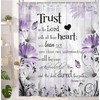 Bible Verse Inspirational Quote Shower Curtain, Purple Floral Daisy Trust
