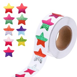 MECCANIXITY 500Pcs Star Stickers Self-Adhesive Sparkly Stickers Glitter Foil Incentive Stickers for Reward Classroom Teacher Supply Envelope Birthday Package Decoration,Multi Color,1 Inch