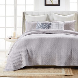 Greenland Home Monterrey Finely Stitched Quilt Set, 3-Piece King/Cal King, Gray