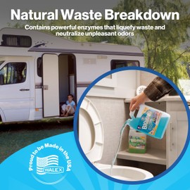 Walex Bio-Fresh Liquid Enzyme Holding Tank Treatment for RV, Camper & Marine - Black Water Tank Deodorizer, Liquifies Waste & Toilet Paper, Septic Tank Safe, Biocide-Free, Ocean Mist, 64oz