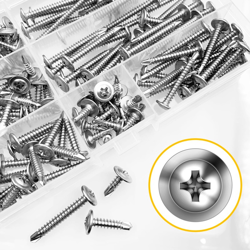 Mywish 155 Pieces #8x1/2, 5/8", 3/4", 1", 1-1/4", 1-1/2", 2"
