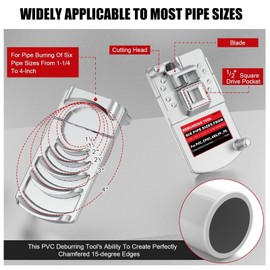 DEB4 Plastic Pipe Deburring Tool Plumbing Tools Professional PVC Pipe Reamer Deburring Pipe Deburring for six Pipe Sizes from 1-1/4 to 4 inches Pipe Reamer with Sharp Blade PVC Chamfering Tool