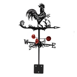 Yallmie Metal Rooster Weathervane, Black Weathervane Roof Mount for Garden Farmhouse Outdoor Direction Indicator, Wind Vanes of Metal Outside Yard Farm Garden Patio Decoration
