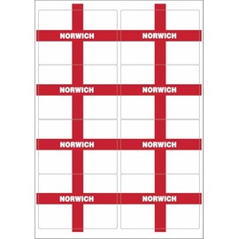Norwich England Flag Rectangular Matt Paper Stickers A4 Sheet of 8 (Each Sticker is 99mm x 68mm)