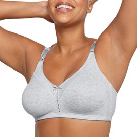Bali Women's Double Support Cotton Stretch Wire-Free Bra, Heather Grey, 40C