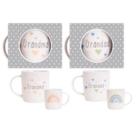YöL New Grandparents Mugs Set Grandma Grandad Newborn New Bone China 12oz Celebration Home Kitchen Keepsake
