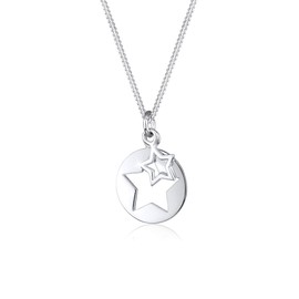 Elli Women's Necklace with Star Cut-Out Astro Trend in 925 Sterling Silver 45 cm Length, Facet cut, No Gemstone
