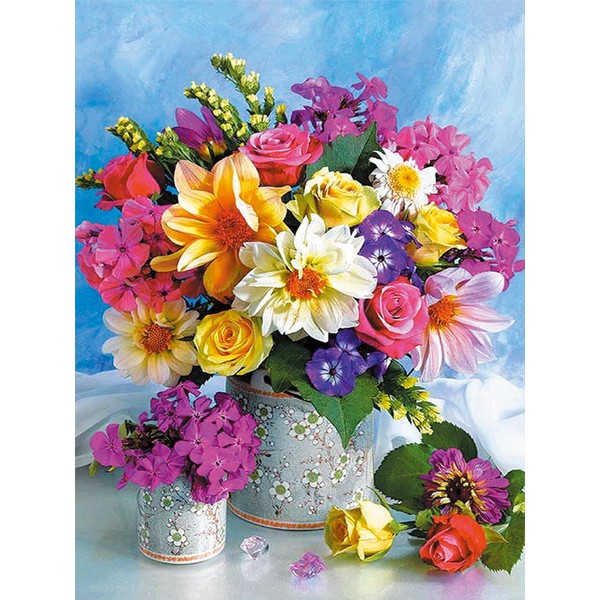 Cross Stitch Kits Stamped, OWN4B Flowers in Vase Printed Pattern 11CT 14.2x18.1 inch DIY Embroidery Kit (Flowers)