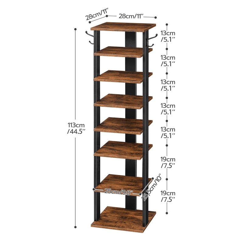 HOOBRO 8 Tiers Vertical Shoe Rack, Wooden Shoe Storage Organizer