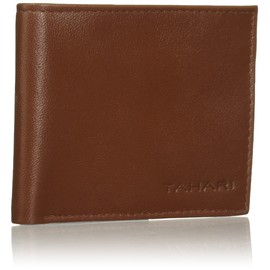 Tahari Mens RFID Leather Wallet Gift Set with Key Fob, Cognac, One Size