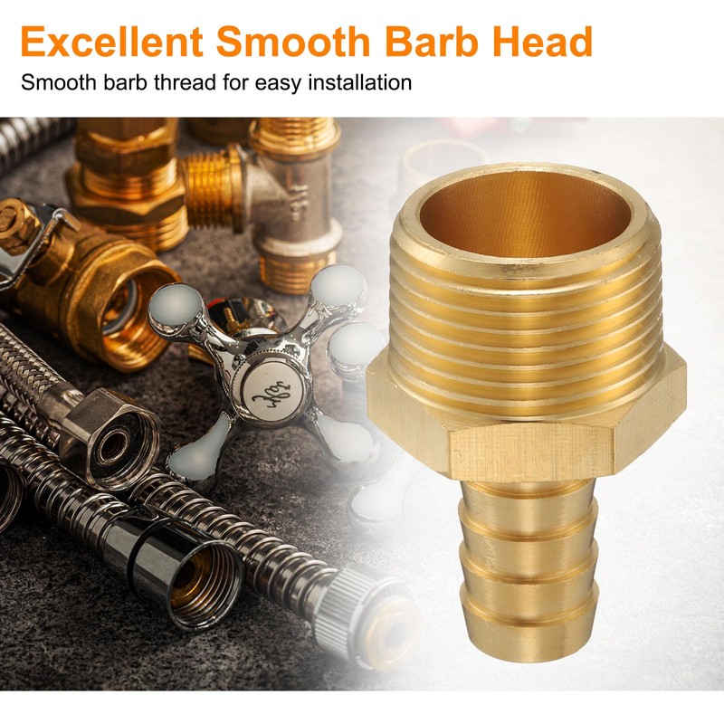 sourcing map 4pcs Brass Barbed Fitting 3/4" NPT Male to
