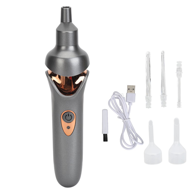 Electric Earwax Removal Kit Soft Ear Pick Heads Bright Lighting