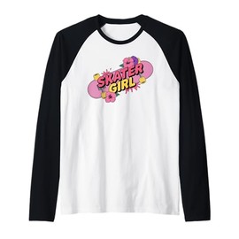 Skateboarding Design for Girls Women Skateboard Skateboarder Raglan Baseball Tee