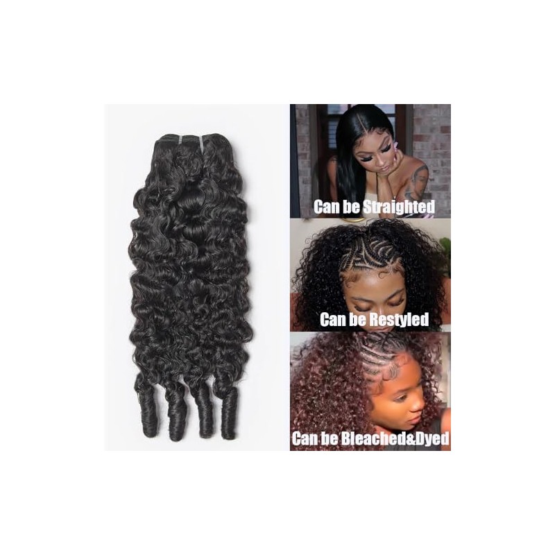Extensiones de cabello humano rizado birmano de 16 pulgadas, tejido