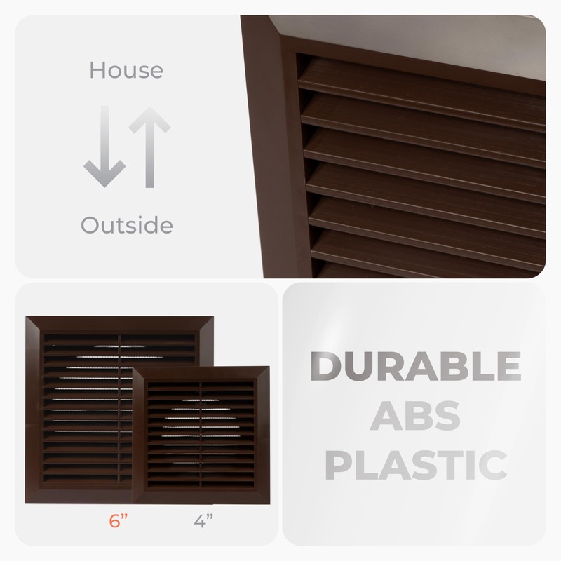 HVAC OV 6 Inch Fit - Brown Plastic Vent Cover
