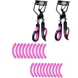 2 Pcs Rizador de Pestañas, Rizador de Pestañas Clásico Control de Rizos de Precisión con 20 Almohadillas de Repuesto de Dilicona para Todas las Formas de Ojos Herramienta de Maquillaje Vegano (2 Pcs)