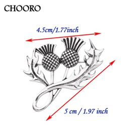 Chooro Outlander Inspired Jewellery Double Scottish Thistle Brooch Pin Sassenach Scottish Outlander Gift Scottish Brooch, Metal