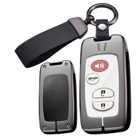 ontto Metal Leather Car Key fob Cover fit for Toyota 4Runner Camry Corolla Highlander Land Cruiser Prius RAV4 Subaru WRX Crosstrek Forester Key Holder case keyring Shell keychain accessories Black 2