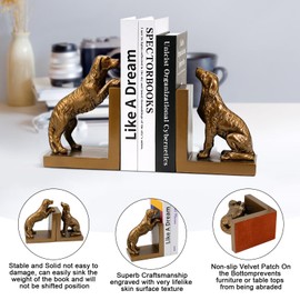 Dog Bookends, Book Ends for Shelves to Hold Books Heavy Duty, Creative Resin Book Holders for Kitchen Desk Home Office
