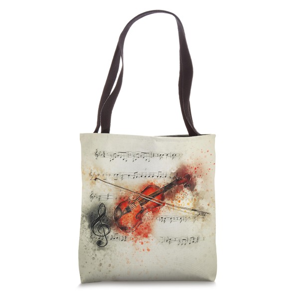 Vintage Violin and Sheet Music | Classical Music Lovers Tote