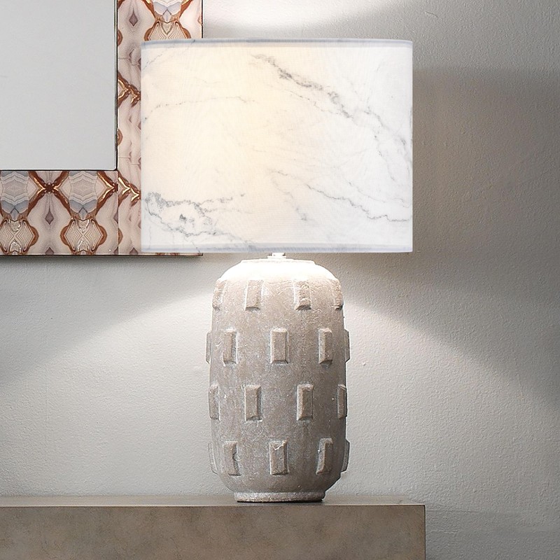 PIKOPIKO 1pcs Medium Lampshade White Marble Patterned Lamp Shade For