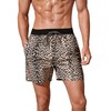 Verdusa Men's Leopard Print Drawstring Waist Swim Trunks Beach Shorts,