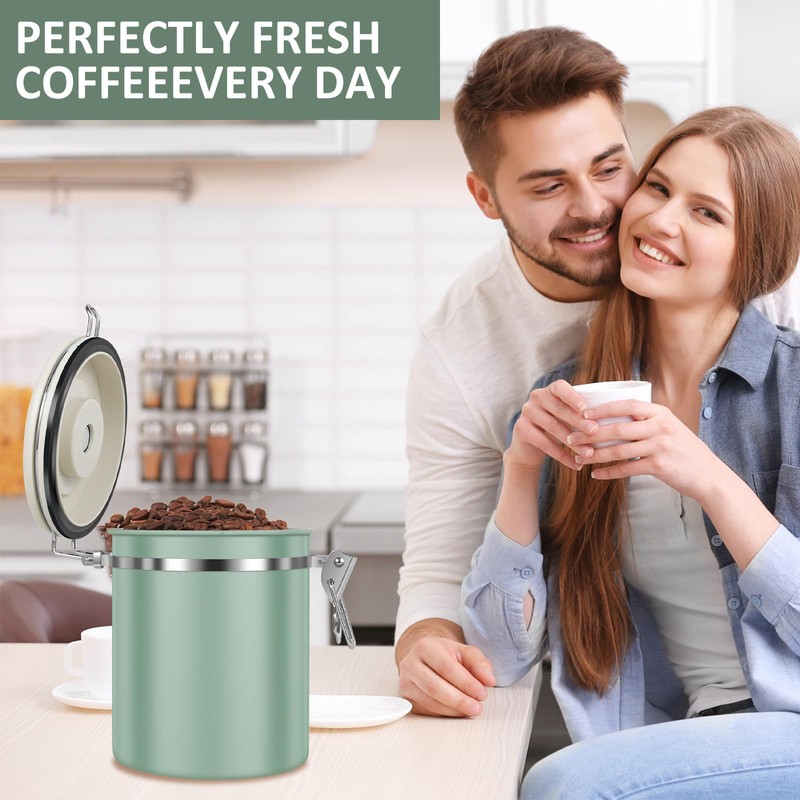 4PCS Coffee Storage Canister 1.5L 51OZ Double Airtight Coffee Beans