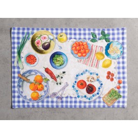 Maison d' Hermine Gourmand 100% Cotton Set of 4 Place-Mats for Dining Table, Kitchen, Wedding, Everyday, Dinner Parties, Spring/Summer (33 cm x 48 cm)