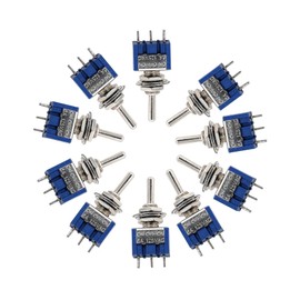 DIGISHUO MTS-103 Mini Toggle Switch 6A 125V AC Toggle Switch 3-Pin 3-Position ON/Off/ON Miniature Toggle Switch (10pcs MTS-103)