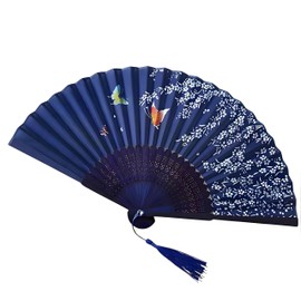 Folding Clack Hand Fans for Line Dancing, Popping Hand Clap Fans, Boots on The Ground Hand Fan,Gifts for Dancing, Party, Home (Dark Blue)