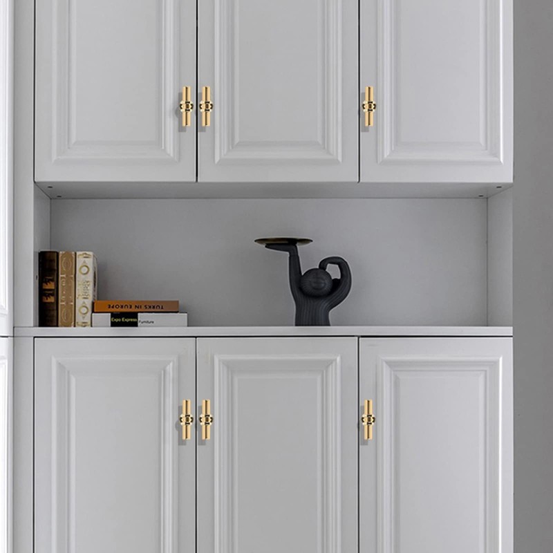 Haliwu 10 Pack Gold Cabinet Knobs, Brushed Brass Handles Kitchen