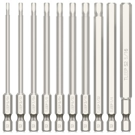 TLEEP 10 x 100MM 1/4 Inch Hex Head Allen Wrench Drill Bits, SAE 5/16” to 5/64”, Magnetic Tips Screwdriver Socket Bit Set for Ikea Type Furniture, S2 Steel 5/16 inch to 5/64 inch, Silver