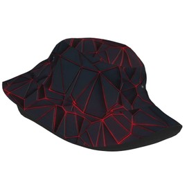Red Tech Diamond Block Armor Bucket Hat Beach Travel Fisherman Hat Packable Sun Hat Cap for Unisex Women Men