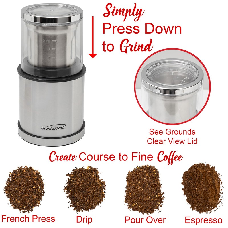 Brentwood CG-162S 75-Gram Electric Wet and Dry Coffee Bean, Herb,