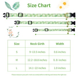 Cotton Handmade Dog Collar for Small Medium Large Dogs,Green Daisy with Pendant Cute Dog Collars,Ideal for Girl Dogs Boy Dogs (Large)