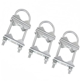3 Set Jaw Block Aerial Double Antenna Mast Clamp Kit, WizeFolk V-Jaw Bracket, Washer Iron Galvanizing Aerial Antenna Mast Clamp Mounting Accessories,U-Bolt Mounting