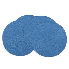 Winknowl Round Place Mats Set of 4, Washable Table Mats, Non-Slip, Tear-Resistant, Heat Resistant Place Mats, 37 cm Round Place Mats for Dining Table (Blue)